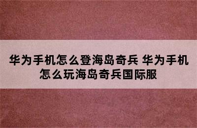 华为手机怎么登海岛奇兵 华为手机怎么玩海岛奇兵国际服